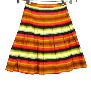 Talbots Pleated Full Skirt Women Petite Size 2P Multicolor Stripe Cotton Lined